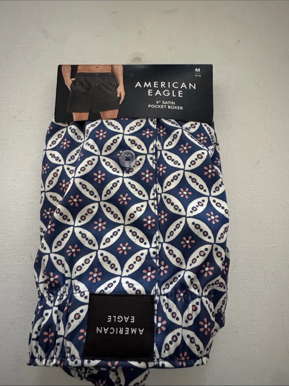 Satin Boxers Mens Medium Blue American Eagle Pocket